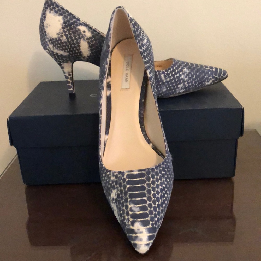 Cole Haan Bradshaw Pump Snake Skin Blue/gray 8 M